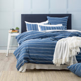 Renee Taylor Hudson Vintage Washed Cotton Chenille Quilt Cover Set - Blue