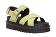 Dr. Martens Voss II Sandals Womens Distressed Patent Leather Adjustable Buckle in Lime Green - UK 6