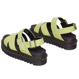 Dr. Martens Voss II Sandals Womens Distressed Patent Leather Adjustable Buckle in Lime Green