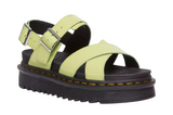 Dr. Martens Voss II Sandals Womens Distressed Patent Leather Adjustable Buckle in Lime Green