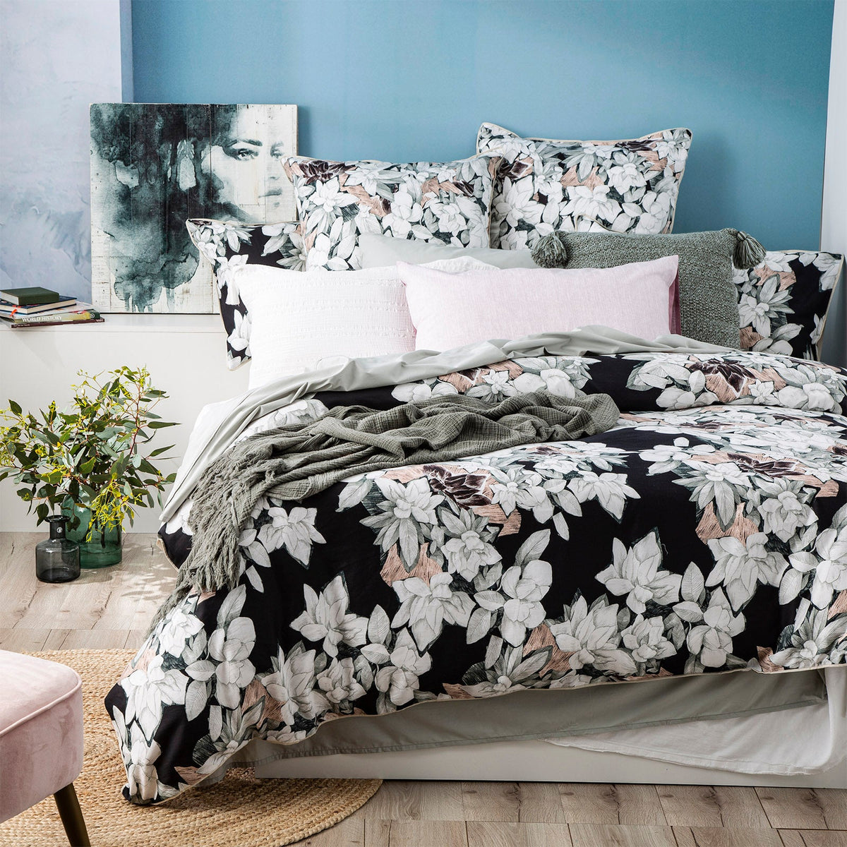 Renee Taylor Ivy 300TC Cotton Reversible Quilt Cover Set (OEKO-TEX Certified)