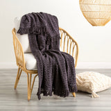 Renee Taylor Alysian Textured Cotton Decorative Throw Blanket - Magnet (130 x 200cm)