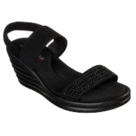 Skechers Women's Rumbler Wave Heels Summer Glam Game Shoes - Black/Black - US 11