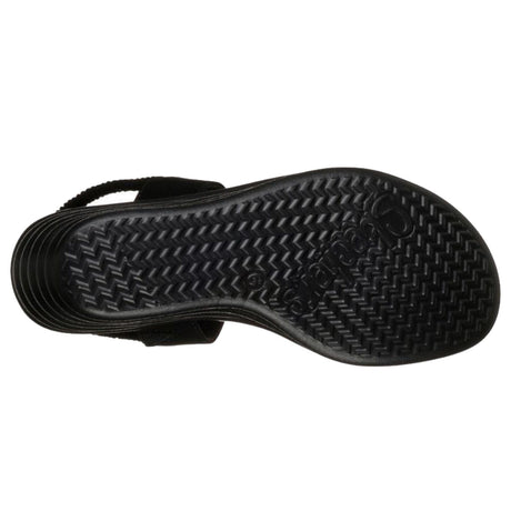 Skechers Women's Rumbler Wave Heels Summer Glam Game Shoes - Black/Black