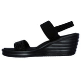 Skechers Women's Rumbler Wave Heels Summer Glam Game Shoes - Black/Black