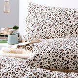 Park Avenue 175 GSM Egyptian Cotton Flannelette Quilt Cover Set - Snow Leopard
