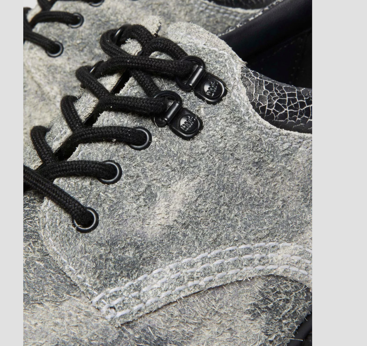 Dr. Martens 8053 5 Eye Stonewashed Hairy Suede Casual Shoes - Black/Grey