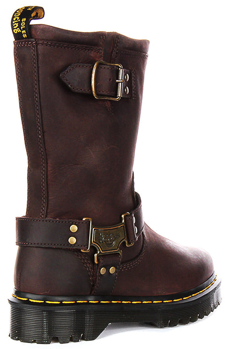 Dr. Martens Anistone Hi Biker Boots Leather Goodyear Welt Bex Sole in Brown
