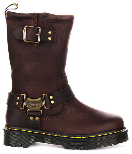 Dr. Martens Anistone Hi Biker Boots Leather Goodyear Welt Bex Sole in Brown