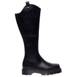 Dr. Martens Amaayah Hi Riding Boots Orleans Leather Tall Bex Sole Square Toe in Black