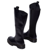 Dr. Martens Amaayah Hi Riding Boots Orleans Leather Tall Bex Sole Square Toe in Black