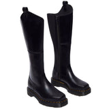 Dr. Martens Amaayah Hi Riding Boots Orleans Leather Tall Bex Sole Square Toe in Black