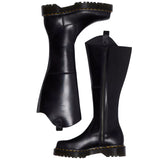 Dr. Martens Amaayah Hi Riding Boots Orleans Leather Tall Bex Sole Square Toe in Black