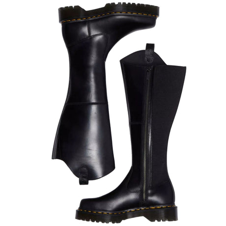 Dr. Martens Amaayah Hi Riding Boots Orleans Leather Tall Bex Sole Square Toe in Black