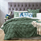 Park Avenue Medallion Vintage Washed Tufted Cotton Quilt Cover Set - Sage