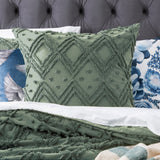 Park Avenue Medallion Vintage Washed Tufted Cotton Quilt Cover Set - Sage