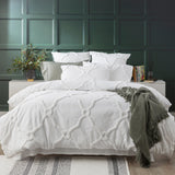 Renee Taylor Moroccan Vintage Washed Tufted Cotton Chenille Quilt Cover Set - White