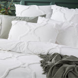 Renee Taylor Moroccan Vintage Washed Tufted Cotton Chenille Quilt Cover Set - White