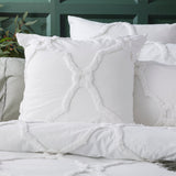 Renee Taylor Moroccan Vintage Washed Tufted Cotton Chenille Quilt Cover Set - White