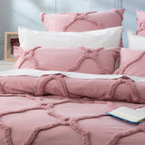 Renee Taylor Moroccan Vintage Washed Tufted Cotton Chenille Quilt Cover Set - Blush