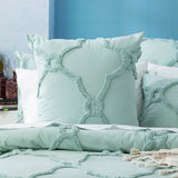 Renee Taylor Moroccan Vintage Washed Tufted Cotton Chenille Quilt Cover Set - Sage