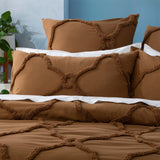 Renee Taylor Moroccan Vintage Washed Tufted Cotton Chenille Quilt Cover Set - Wood