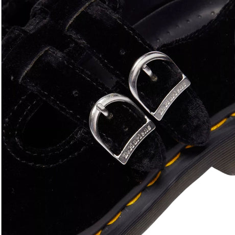 Dr. Martens Vegan 8065 Velvet Mary Jane Double Buckle Platform Shoe in Black