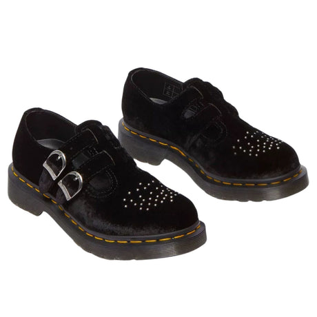 Dr. Martens Vegan 8065 Velvet Mary Jane Double Buckle Platform Shoe in Black