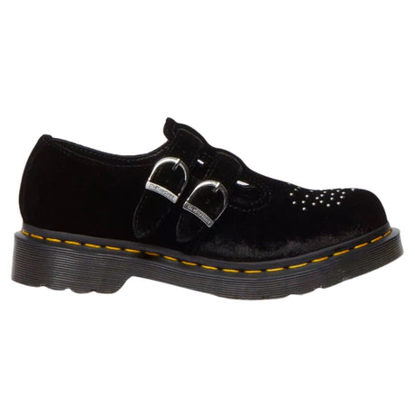 Dr. Martens Vegan 8065 Velvet Mary Jane Double Buckle Platform Shoe in Black