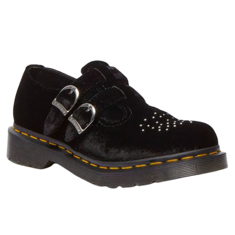 Dr. Martens Vegan 8065 Velvet Mary Jane Double Buckle Platform Shoe in Black