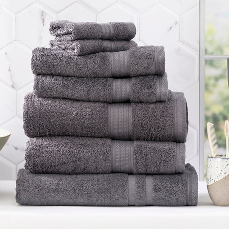 Renee Taylor Stella 650 GSM Bamboo Cotton Bath Towel Set - Charcoal (2 to 14 Piece Packs)