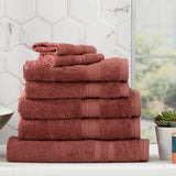 Renee Taylor Stella 650 GSM Bamboo Cotton Bath Towel Set - Brick (2 to 14 Piece Packs)