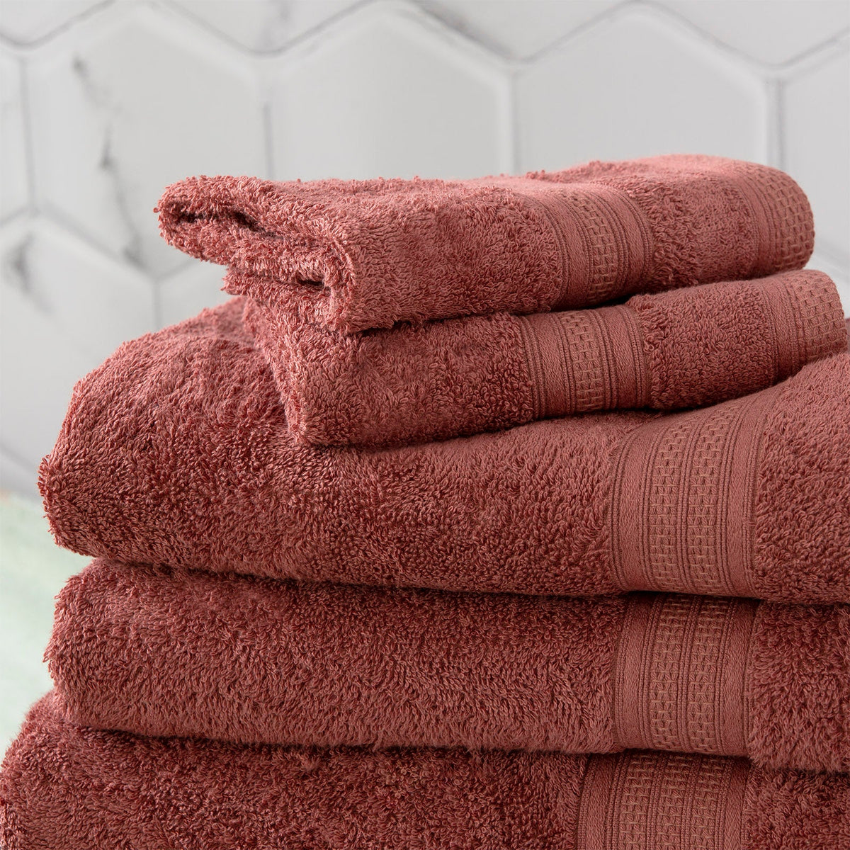 Renee Taylor Stella 650 GSM Bamboo Cotton Towels - Brick (Bath, Hand & Face Towel/Bath Sheet & Bath Mat)