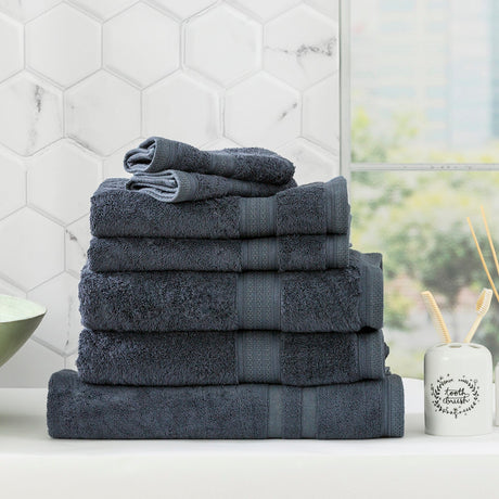 Renee Taylor Stella 650 GSM Bamboo Cotton Bath Towel Set - Indigo (2 to 14 Piece Packs)