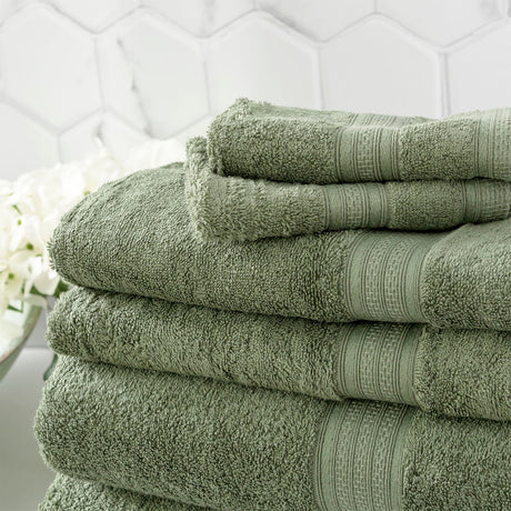 Renee Taylor Stella 650 GSM Bamboo Cotton Towels - Jade (Bath, Hand & Face Towel/Bath Sheet & Bath Mat)