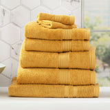Renee Taylor Stella 650 GSM Bamboo Cotton Bath Towel Set - Mustard (2 to 14 Piece Packs)