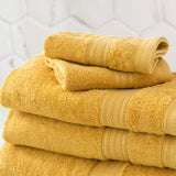 Renee Taylor Stella 650 GSM Bamboo Cotton Towels - Mustard (Bath, Hand & Face Towel/Bath Sheet & Bath Mat)