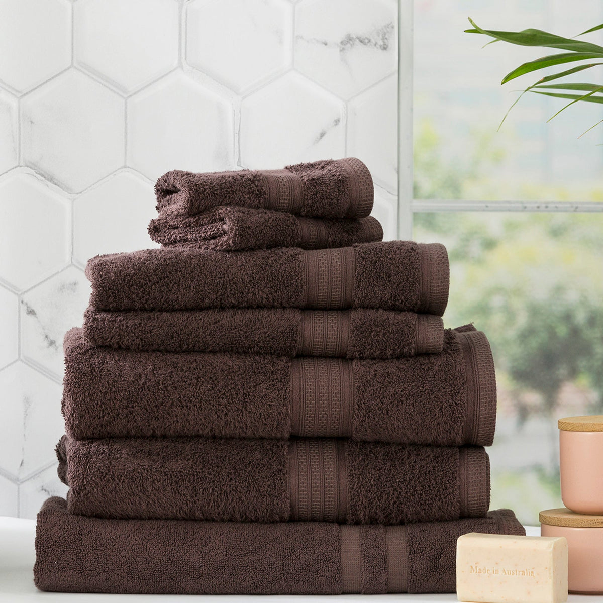 Renee Taylor Stella 650 GSM Bamboo Cotton Bath Towel Set - Cocoa (2 to 14 Piece Packs)