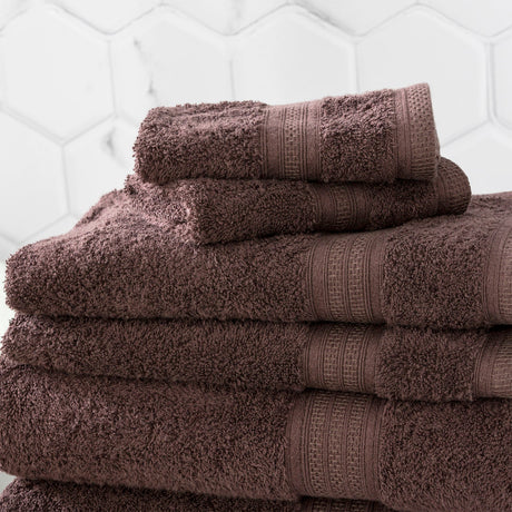 Renee Taylor Stella 650 GSM Bamboo Cotton Towels - Cocoa (Bath, Hand & Face Towel/Bath Sheet & Bath Mat)