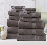 Renee Taylor Stella 650 GSM Bamboo Cotton Bath Towel Set - Charcoal (2 to 14 Piece Packs)