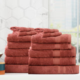 Renee Taylor Stella 650 GSM Bamboo Cotton Bath Towel Set - Brick (2 to 14 Piece Packs)