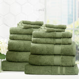 Renee Taylor Stella 650 GSM Bamboo Cotton Bath Towel Set - Jade (2 to 14 Piece Packs)