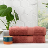 Renee Taylor Stella 650 GSM Bamboo Cotton Bath Towel Set - Brick (2 to 14 Piece Packs)