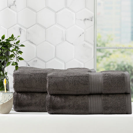 Renee Taylor Stella 650 GSM Bamboo Cotton Bath Towel Set - Charcoal (2 to 14 Piece Packs)