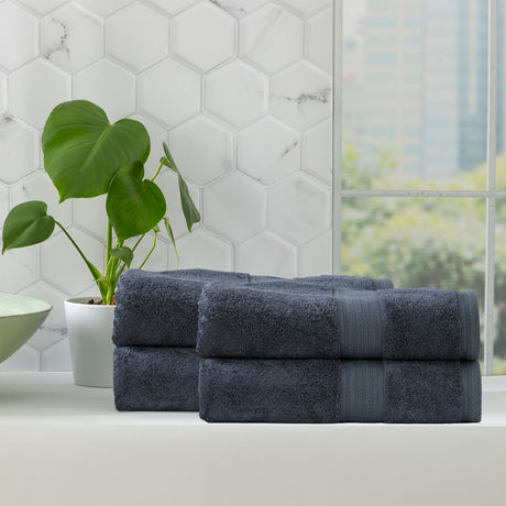 Renee Taylor Stella 650 GSM Bamboo Cotton Bath Towel Set - Indigo (2 to 14 Piece Packs)