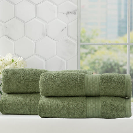 Renee Taylor Stella 650 GSM Bamboo Cotton Bath Towel Set - Jade (2 to 14 Piece Packs)