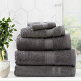 Renee Taylor Stella 650 GSM Bamboo Cotton Towels - Charcoal (Bath, Hand & Face Towel/Bath Sheet & Bath Mat)