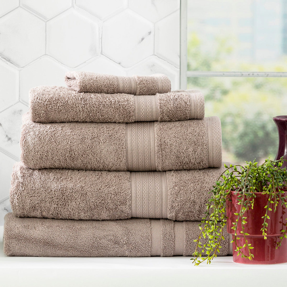 Renee Taylor Stella 650 GSM Bamboo Cotton Towels - Pewter (Bath, Hand & Face Towel/Bath Sheet & Bath Mat)