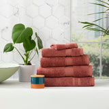 Renee Taylor Stella 650 GSM Bamboo Cotton Bath Towel Set - Brick (2 to 14 Piece Packs)