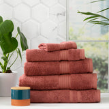 Renee Taylor Stella 650 GSM Bamboo Cotton Towels - Brick (Bath, Hand & Face Towel/Bath Sheet & Bath Mat)